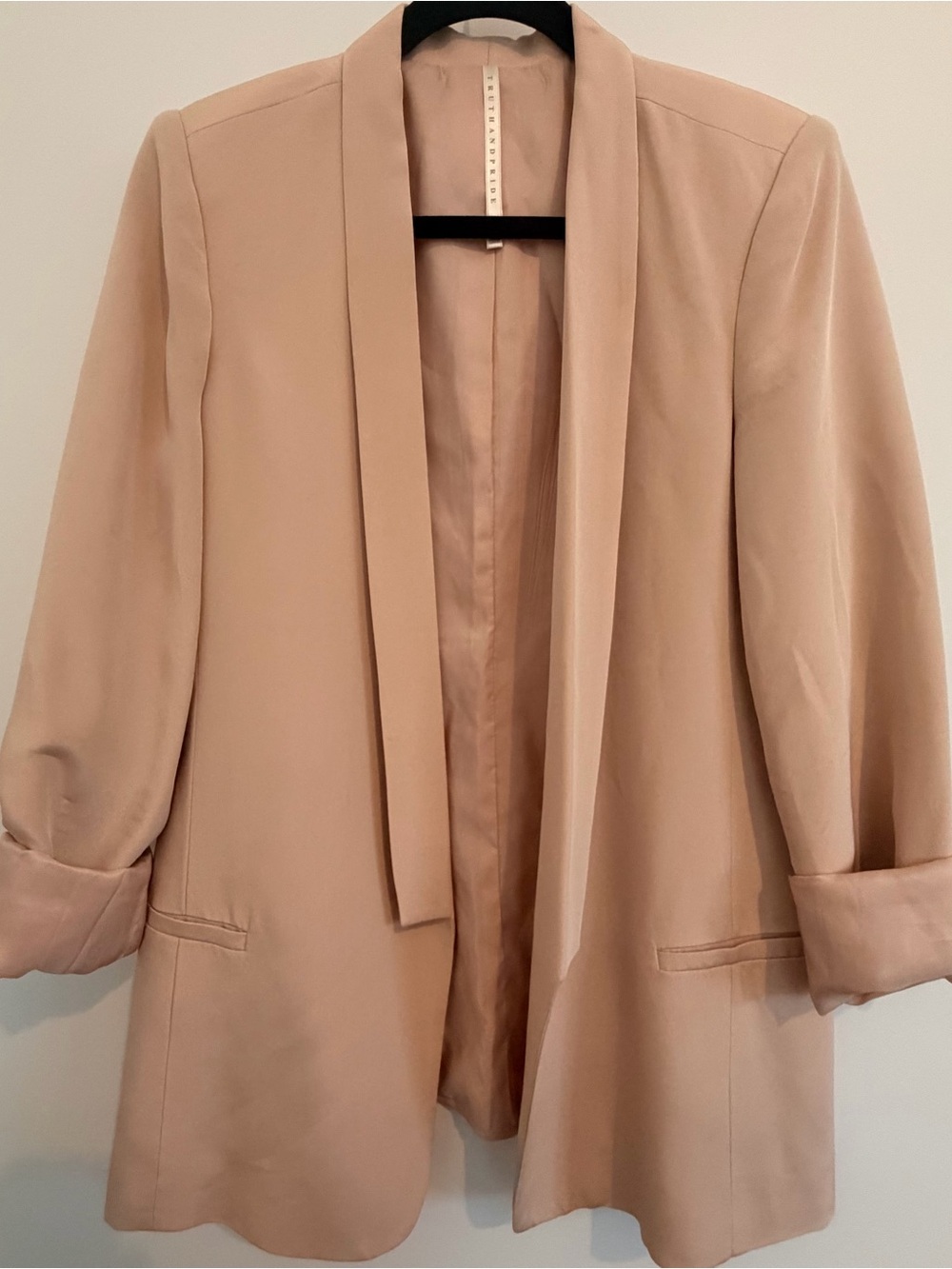 Truth + Pride Blush Pink Open Front Blazer Women's Size L